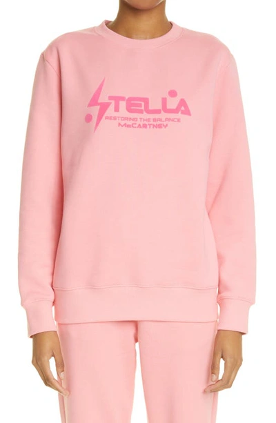 Stella Mccartney X Tom Tosseyn Unisex Shared 3 Restoring The Balance Logo Organic Cotton Sweatshirt In Pink