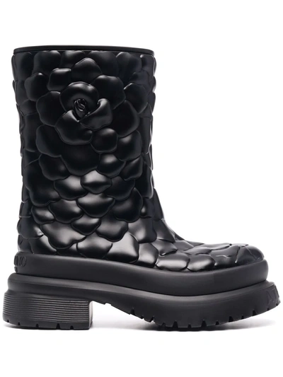 Valentino Garavani Black Atelier 03 Rose Edition Rubber Boots