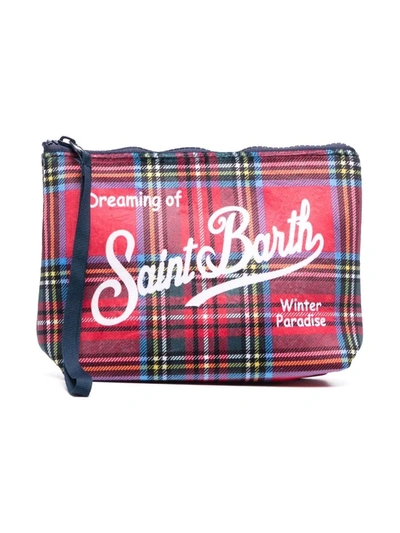 Mc2 Saint Barth Kids' Ali Checked Clutch Bag In Rot