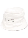 Off-white Delave Logo Canvas Bucket Hat In White,beige,brown