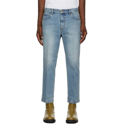 Solid Homme Semi-wide Cropped Jeans In Blue 682l
