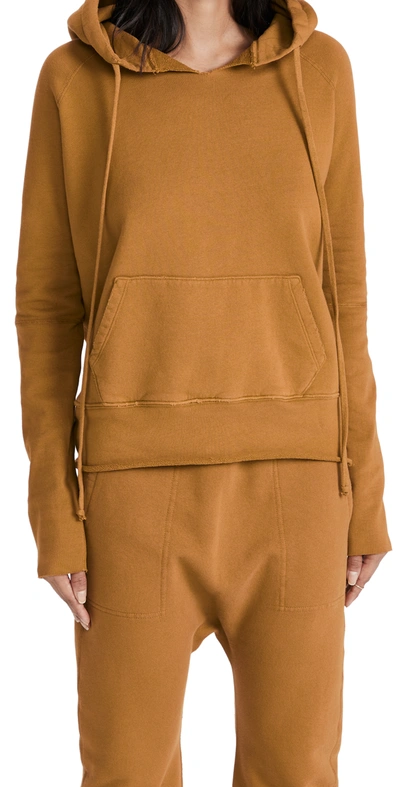 Nili Lotan Drawstring Pullover Hoodie In Burnt Ochre