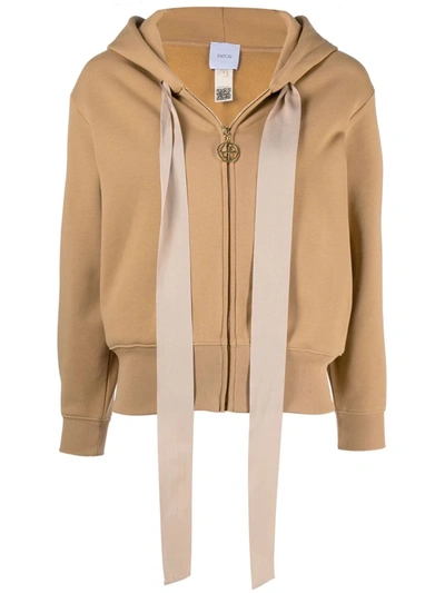 Patou Bow-detail Logo Hoodie In Chestnut