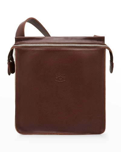 Il Bisonte Vacchetta Leather Crossbody Bag In Dark Brown