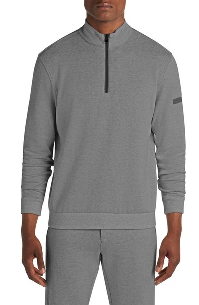 Bugatchi Comfort Cotton Blend Quarter Zip Pullover In Cement