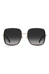 Jimmy Choo Jaylas Oversized Glitter Square Stainless Steel Sunglasses In Gold / Grey