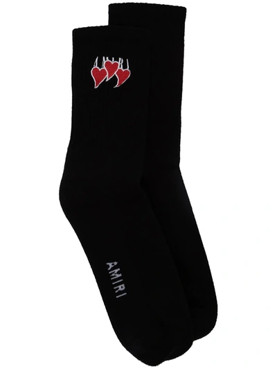 Amiri Hearts Cotton Socks In Black