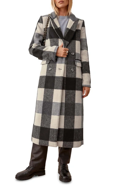 Reformation Womens Light Grey Plaid York Checked Woven Coat S