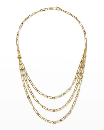 Roberto Coin 18k Yellow Gold Designer Gold Diamond Layered Paperclip Link Necklace, 15