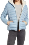 Save The Duck Gwen Cozy Faux Fur Trim Hooded Puffer Jacket In Tempest Blue