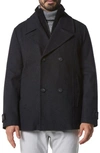 Marc New York Men's Danton Peacoat With Inset Bib In Charcoal