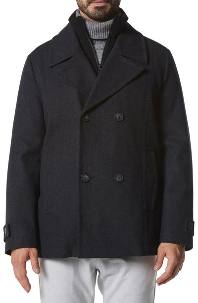 Marc New York Men's Danton Peacoat With Inset Bib In Charcoal