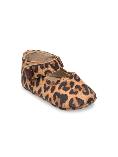 Elephantito Baby Girl's Leopard-print Leather Mary Jane Flats In Suede Leopard