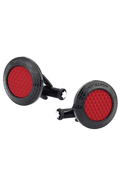 Montblanc Meisterstuck Great Masters Pirelli Cufflinks In Steel With Red Lacquer In Neutral