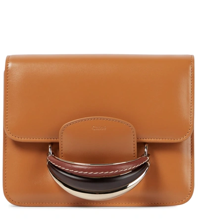 Chloé Kattie Leather Shoulder Clutch Bag In Autumnal Brown
