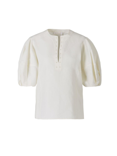 Chloé Linen And Silk Canvas Top In White
