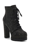 Jessica Simpson Irella Platform Combat Boot In Black Studded Rhinestone