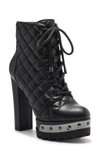 Jessica Simpson Irella Platform Combat Boot In Black Quilted Leather