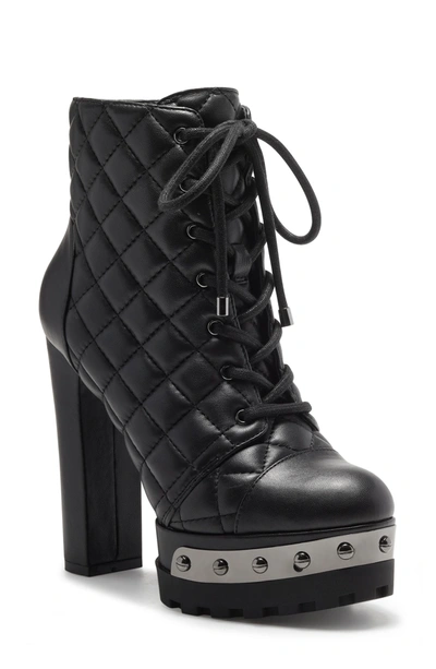 Jessica Simpson Irella Platform Combat Boot In Black Quilted Leather