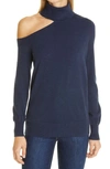 L Agence Easton One-shoulder Sweater In Navy