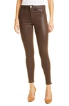 L Agence L'agence Margot High Rise Skinny Jeans In Dark Mocha Coated In Espresso Coated
