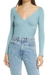 Reformation Minnie Off The Shoulder Top In Turquoise