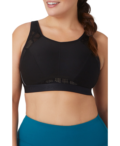 Glamorise Full Figure Plus Size No-sweat Mesh Sports Wirefree Bra In Black