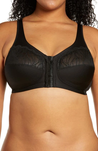 Glamorise Magiclift Natural Shape Front-close Wire-free Bra In Black