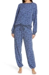 Splendid Westport Knit Pajama Set In Soft Navy Dot