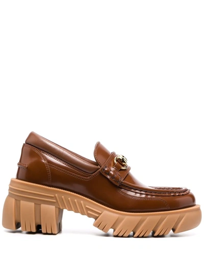 Gucci Horsebit-detail Loafers In Brown