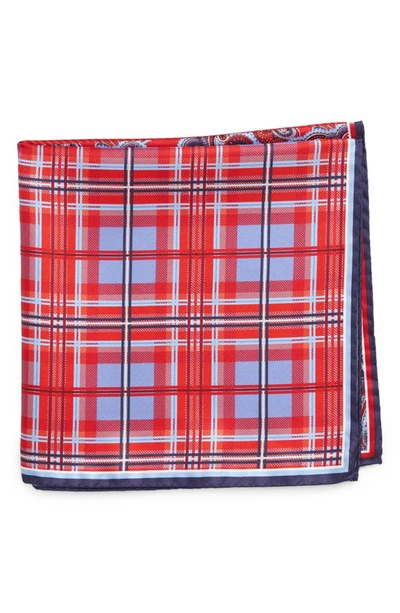 Nordstrom Shop 'three Panel' Silk Pocket Square In Red