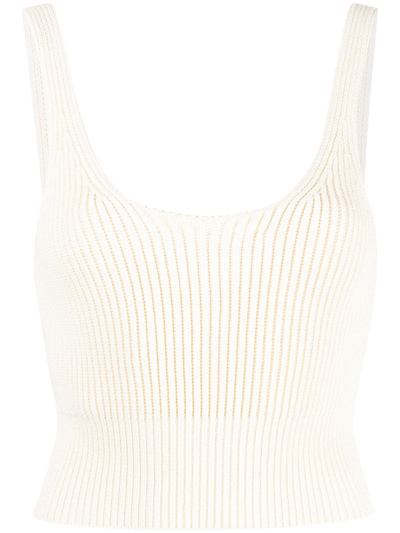 Alexander Wang Ribbed-knit Tank Top In Weiss