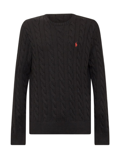 Polo Ralph Lauren Logo-embroidered Cotton-knit Jumper In Black