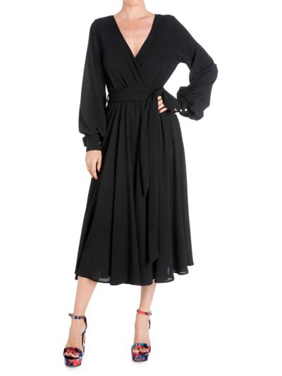 Meghan La Lilypad Midi Dress In Black