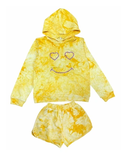 Lola + The Boys Kids' Girl's Smile It's Sunny 2-piece Sweater Set In Yellow