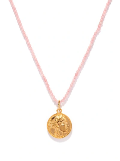 Hermina Athens Athena Sea Bamboo & Gold-plated Necklace In Pink