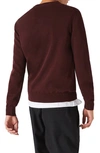 Lacoste V-neck Cotton Sweater In Sxl Vine Chine