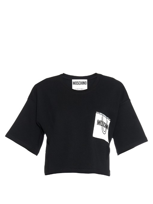 Moschino Logo-print Short-sleeved Top In Black | ModeSens