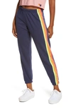 Aviator Nation Stripe Sweatpants In Navy/ Neon Rainbow Blue