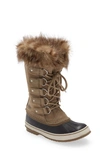 Sorel Joan Of Arctic Faux Fur Waterproof Snow Boot In Khaki Ii