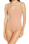 Skims Ribbed Stretch Cotton Bodysuit In Sedona