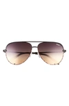 Quay High Key 55mm Aviator Glasses In Black