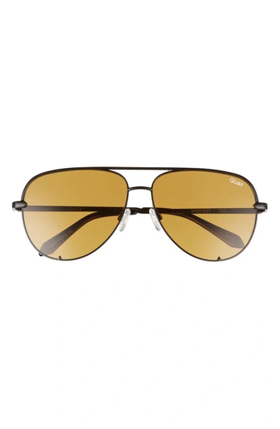 Quay High Key 55mm Aviator Glasses In Black / Olive