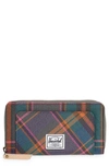Herschel Supply Co Thomas Canvas Zip Wallet In Pewter Plaid