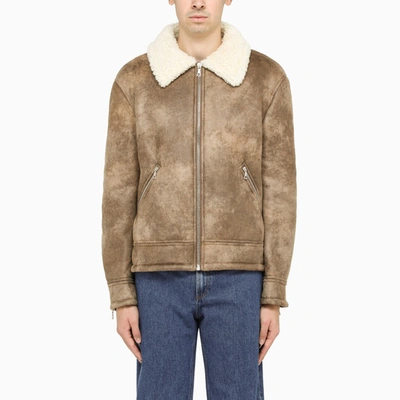 Apc Tobacco Sheepskin Jacket In Brown