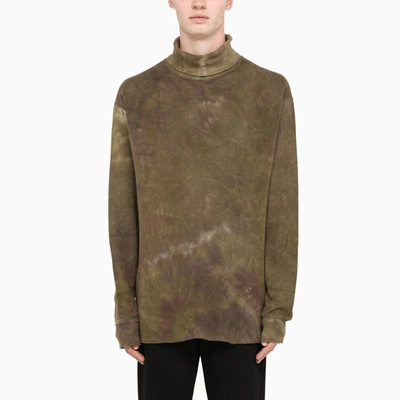 Needles Green Tie-dye Cotton Turtle Neck Top