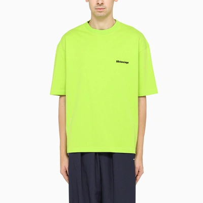 Balenciaga Logo-print Lime T-shirt In Yellow
