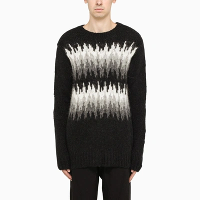 Thom Krom Abstract Pattern Crew-neck Jumper In Black