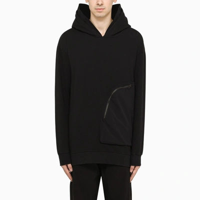 Thom Krom Black Hoodie With Zip Pocket