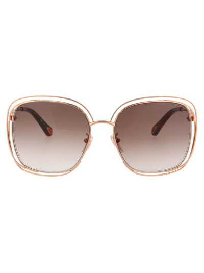 Chloé Eyewear Square Frame Sunglasses In Gold